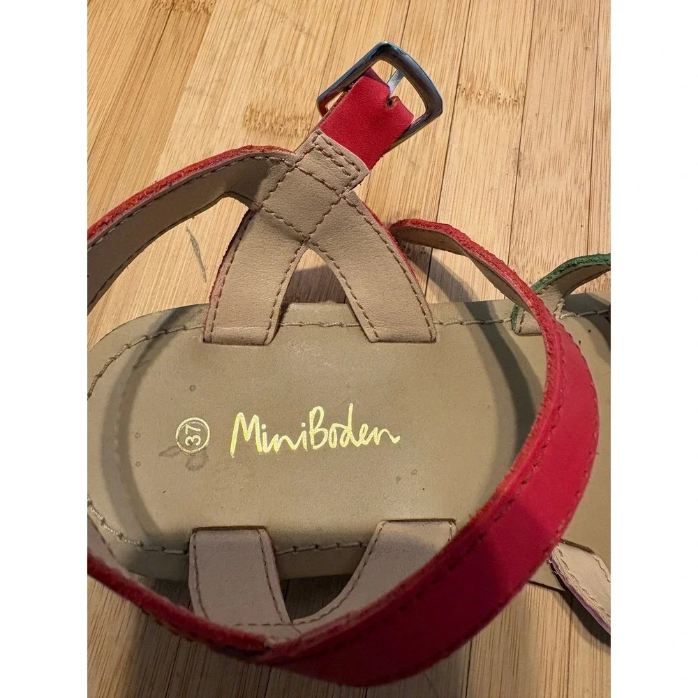 Mini Boden Girls Rainbow Wavy Scalloped Strap Leather Sandals EU 37 Multi-Color